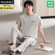 Modal Teenager Herren-Pyjama Kurzärärmelhosen Sommer dünne reine Baumwollhauskleidung Sommer großer Jungen Baumwollanzug Q12013 L
