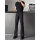 
7 best products casual pants for men, summer thin scimitar loose draping large size micro-flare suit pants straight ice silk pants men SBXS-C911 black L (belt not included)
