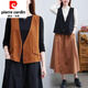Pierre Cardin Retro Retro Literario V-Eck Color sólido Botón de algodón Cardigan Chaqueta Cardigan Short String Women Spring and Summer Nuevo estilo Outerwear 1387 Negro M