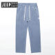 Jeep Spirit Geprit Tennis Freizeithose Männer losen gerade 2025 Neue Sommer Dünne Weitbein-Eis Silkhose Ymo-1048 Blau [Tiansi] Dünne XL 135-155jin [Jin gleich 0,5 kg]