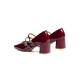 Red Dragonfly Mary Jane Shoes 25 Spring Women's Shoes Thick Heels Single Shoes Wedding Shoes French Temperament Small Leather Shoes WTB15281 Burgundy 35