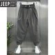吉普（JEEP）2025夏季薄款透气百搭休闲裤男士宽松束脚哈伦裤青年棉麻九分裤子 卡其色 31