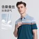 Langden mercerized cotton men's casual striped short-sleeved summer skin-friendly and cool contrasting Polo shirt for men green L
