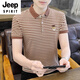 JEEP SPIRIT品牌冰丝短袖t恤男夏季2025新款有领条纹Polo.衫体恤男装休闲衣服 Y6626灰色 XL 175
