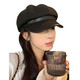 Large head circumference beret hat for women spring and autumn new casual retro face-showing little painter hat versatile octagonal hat coffee color one size adjustable