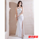 Nachdenklich weißer One-Shoulder Slim Abendkleid für Frauen Banketttemperament 2025 Neue leichte Luxus Nische High-End-Gastkleid Schwarz XS