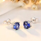 Fat Donglai quality tanzanite earrings sapphire women's Japanese and Korean inlaid colored gemstone earrings silver plated 18k
