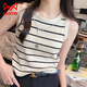 
Cat men women's base vest [sweat-absorbent and breathable] Summer white striped straps with knitted inner knitted base shirt outside