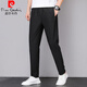 Pier Cardan high elastic ice silk pants men's summer thin casual trousers zipper pocket breathable quick-drying plus size sports pants Black 9922 flat feet trousers L 95-110Jin [Jin equals 0.5 kg]
