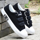 Renben Canvas Chaussures Spring Men's Breathable 2025 Nouvelle étudiante Chaussures pour hommes décontractées Velcro Chaussures Chaussures polyvalentes Chaussures tendance A1315 Black and Blue 36