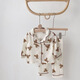
S.SOFEA Bear Children's Pajamas Spring and Autumn Long Sleeve Baby Home Clothing Outdoor Set 846-Bear Set 80