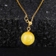 MUJUE beeswax pendant pearl chicken oil yellow honey amber round bead clavicle chain women's necklace
