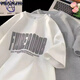 Cotton American Heavyweight Letter kurzärmeliges T-Shirt für Männer im Sommer 2025 Neue Modemarken-Männer losen High-End-High-Punkte-halbärmeligen 1483 Schwarz [hohe Qualität 15] XL120-140jin [Jin gleich 0,5 kg] Alle Größe