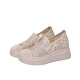 Sipuwang Dick-Soled Fisherman-Schuhe für Frauen 2025 Sommer Dünner Hohlschuhe Spitzen-Mesh atmungsaktiv und hohe lässige Single-Schuhe für Frauen JST 1283 Khaki (Fersenhöhe 4 cm) 35