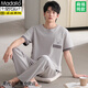 Modal Teenager Herren-Pyjama Kurzärärmelhosen Sommer dünne reine Baumwollhauskleidung Sommer großer Jungen Baumwollanzug Q12013 L