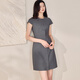 Roeyshouse Roe Intellectual Couleur solide Robe de cou rond pour femmes 2025 Summer New Style Commuter mince jupe droite 12170 Gray L