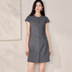 Roeyshouse Roe Intellectual Couleur solide Robe de cou rond pour femmes 2025 Summer New Style Commuter mince jupe droite 12170 Gray L