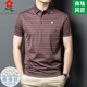 Camiseta de manga corta de seda de seda de 100 muelas de Montagut Summer Summer Daddy Clothy Camiseta de solapa de rayas casual A829-Green M 165 Adecuado para 100-115Jin [Jin es igual a 0,5 kg]