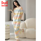 猫人（MiiOW）夏季女士短袖睡衣套装100纯棉长裤家居服全棉可外穿夏天条纹卡通 Y9711 M (建议75-95斤)