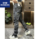Romon (Romon) 2025 Sommer Neues Produkt Camouflage Workwear Casual Hosen für Herren Sportfußbindung Mode vielseitig Slim Fit Harem Hosen Neues Produkt Gray 28 (80-95jin [Jin gleich 0,5 kg])