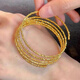 Jun Nianyu Old Phoenix 999 Gold Pure Gold Bracelet Elastic Memory Three Circles Five Circles Bracelet Holiday Gift Bracelet for Wife Bungee Twill Five Circles-Same Style as Gj021