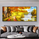 Shantoulin Village NM Gold bedeckte Wohnzimmer Hängende Gemälde moderne atmosphärische Sofa Hintergrund Wanddekoration Malerei Golden Avenue Landschaft Ölmalerei