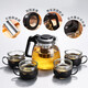 JD Logistics Teapot Set Large Capacity Glass Teacup with Filter High Temperature Resistant Tea Set 1000ml Pot + 4 Cups
