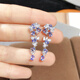 QIWN2025 New Tanzanite Earrings Gorgeous Purple Pure Body Exploding Fire Color 925 Silver,