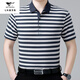 Sept loups Nouveau T-shirt à manches courtes en soie à manches courtes pour hommes d'été d'âge moyen et de papa âgée portent un polo top à rayures minces 829 Gray S 165/105