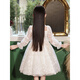 Bunte Edelsteine Little Girl High-End-Kleid-Prinzessin-Kleidermädchen-Aufführung Anzug Leicht Luxus Nische Host 9215 Weiß Langarm [Single Rock] M 140c