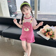 G.DUCKKIDS小黄鸭女童夏季套装儿童短袖背带裤两件套中小童女孩夏装卡通休闲 玫粉色 110 建议4~5岁【100-110】cm