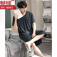 Victoria Summer Men Summer Camisón de manga corta Integrado de estilo delgado Modal de longitud media de longitud media suelta Summer de verano YM844 Flower Gray Men's Nightgown L Altura 170-175 Peso 120-140Jin [Jin iguala 0.5 kg]