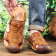 YRC Yierkang Sandalen Herren 2025 Sommer weicher Sohle der Hohlhöhe Leder Schuhe hohl atmungsaktiv