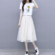 FHHUABD Small Dress Suit Women Summer 2025 New T-shirt Mesh Skirt Two-piece Top Half Skirt Women 6198# White Top + Black Skirt One Size s