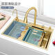 Ye Yu Golden Kitchen Sink Luxury 304 Rainfall Waterfall Kitchen Wash Basin Large Single Slot Golden Thickened Handmade Basin 68*45 Standard Package A