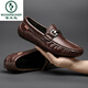 Specht Frühling Herrenschuhe Beanie Schuhe Echtes Leder-Herren 2025 Neues weichhautloser Soft-Lösch-Faulpersonen-Lederschuhe Sommer Black Hollow-9901 38