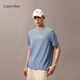 Calvin KleinJeans25春夏新款男士休闲潮流ck字母印花净色纯棉短袖T恤4RB854G CFF-星蓝 L