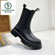 Pecker En cuir chaussures Martin Boots masculin printemps et automne Nouveau homme à mi-haut haut de chaussures en cuir bottes de travail de style coréen British Style Boots en cuir courte 3522 noir 42