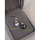 Fat Donglai quality Tahitian pearl pendant feels light luxury artificial black Princess Diana necklace silver stacked silver/45cm Tahitian color 12mm necklace