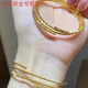 Jun Nianyu Old Phoenix 999 Gold Pure Gold Bracelet Elastic Memory Three Circles Five Circles Bracelet Holiday Gift Bracelet for Wife Bungee Twill Five Circles-Same Style as Gj021