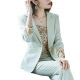El nuevo traje profesional de la primavera y el verano de Rongxitu's Fashionable y Fashionable de Rongxitu para hacer que se vea delgada y elegante 695-Flower-Green-Tres piezas XL 40
