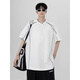Dan Pretty Summer Contrast Lines Shoulder Pad Short Sleeve Shirt Men's Design Small Neckline 1421 White M