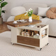 Voz de mesa de té plegable de voz de AO con pequeña sala de estar estilo crema estilo sofá borde multifuncional mini mesa de té 0.7 metros/color de nogal + crema blanco/1 bomba/con ruedas