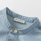 DAVE&BELLA medium and large children's denim shirt summer new style boys short-sleeved thin shirt casual children's top little boy clothes denim blue ready stock 120 cm (recommended height 110-120cm)