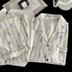 Men's pajamas for men's spring and autumn 2025 new cloud cotton long sleeve thin style youth summer large-size home clothing 12401 [High-quality cloud cotton] L [100-130Jin [Jin equals 0.5 kg]]