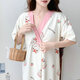 Cao Jingjia summer short-sleeved pregnant women's nightgown with chest pad pregnancy pajamas 2025 new style hospitals can wear breastfeeding skirts outside when entering the delivery room QSY16819 short-sleeved skirt 3XL size recommended weight 148-180Jin [Jin equals 0.5 kg]