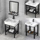 Petit appartement bassin de lavage en céramique, lavabo, évier de salle de bain, bassin de comptoir, bassin de colonne de balcon 4837E Basin + drain de support / petit appartement