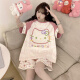 Junjunsui Dimei Kiti-Katzen-Pyjamas für Frauen im Sommer 2025 Neue Pure Cotton Short Sleeve Cartoon Student großer Sommer-Hausbekleidungsset Kurz-Z-9928 XL [Vorgeschlagen 120-140jin [Jin gleich 0,5 kg]]