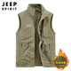 JEEP SPIRIT Jeep vest men's jacket men's spring and autumn velvet outdoor casual sleeveless vest top men's khaki 2XL