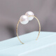 18K gold-plated freshwater pearl ring for women, adjustable elastic fashion ring, round tail ring, flawless glare, fashionable temperament elastic ring